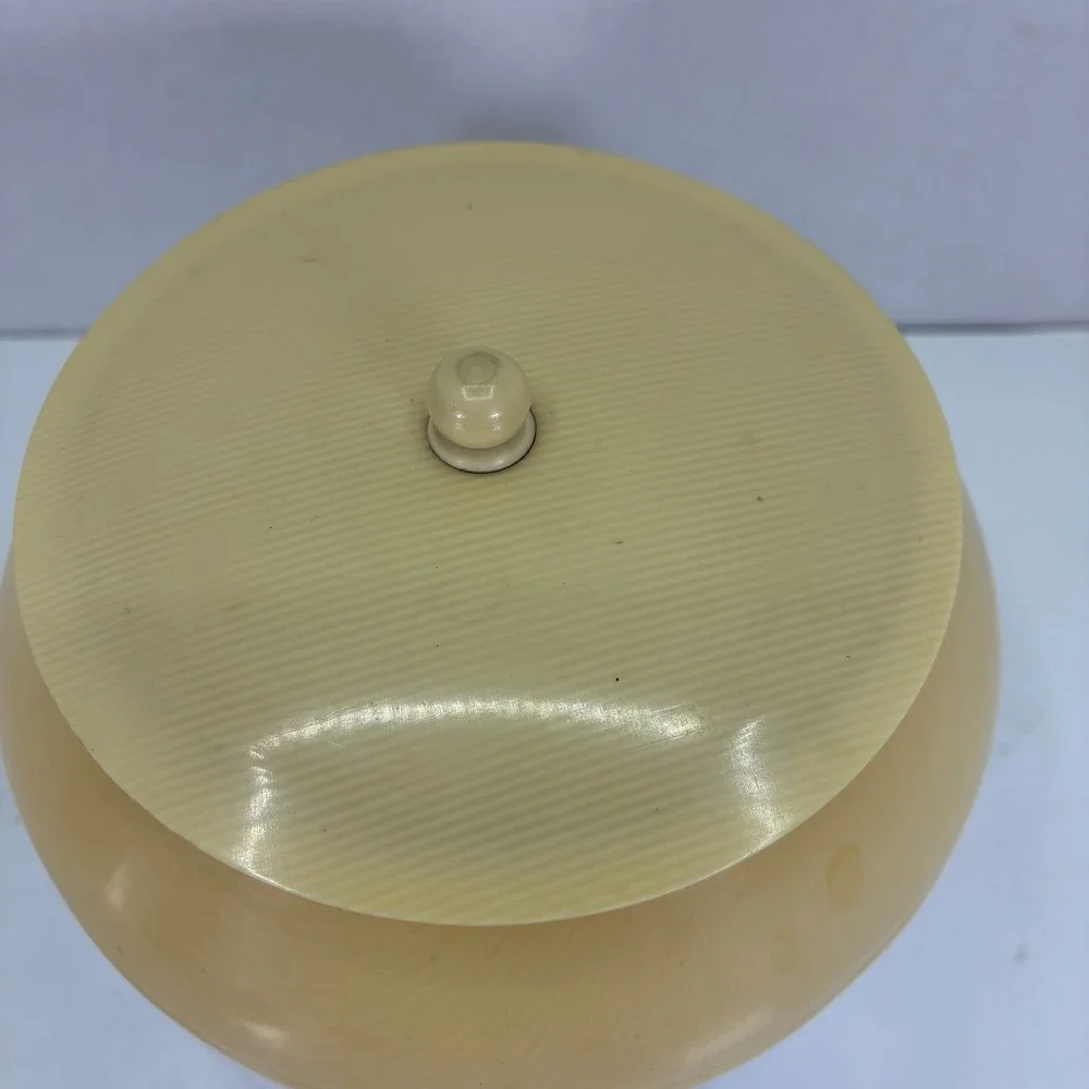 Vintage Pyralin DuBarry Celluloid Powder Jar Cream Ivory Art Deco Vanity Box